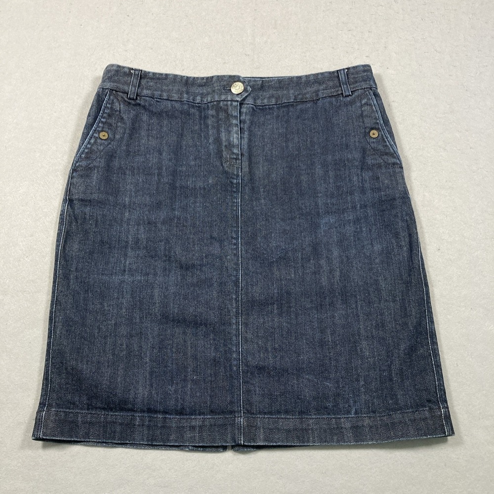 J. Crew Straight Denim Skirt Women's Size 6 Dark Wash Back Slit Knee Length